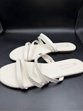 LC Lauren Conrad White Strappy Slide Sandals